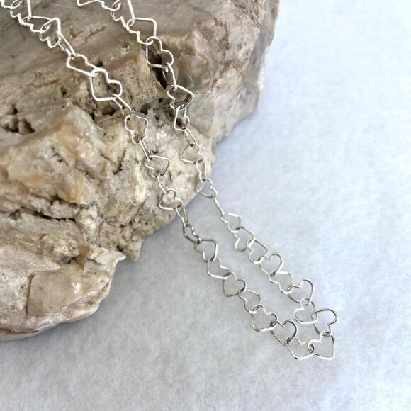 Sterling Silver 925 IBB Dainty 6MM Open Heart Link Chain Necklace 17.5" - Picture 12 of 16